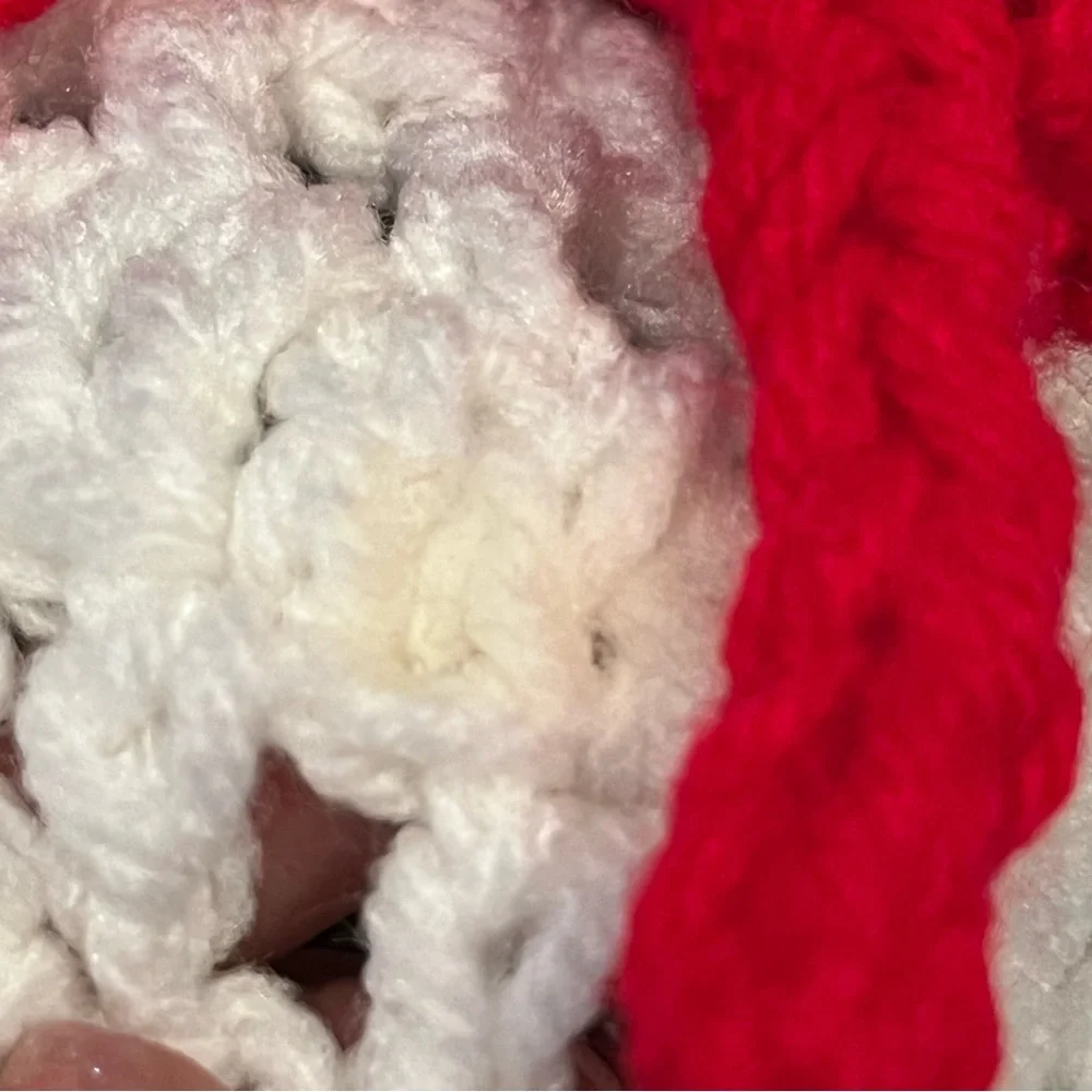 Handmade Festive Christmas Afghan Holiday Wreath Crochet Blanket Red Green White